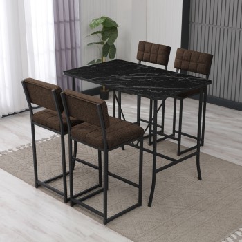 Bar Table & Stool Set (5 Pieces) Retro - Brown, Black Brown
Black