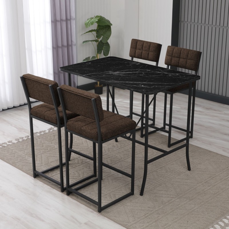 Bar Table & Stool Set (5 Pieces) Retro - Brown, Black Brown
Black