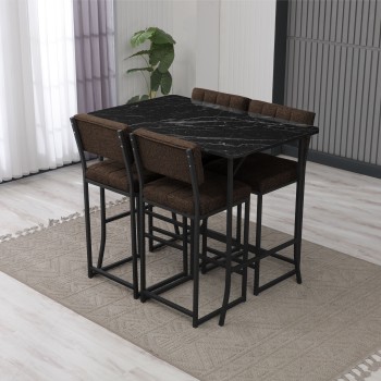 Bar Table & Stool Set (5 Pieces) Retro - Brown, Black Brown
Black