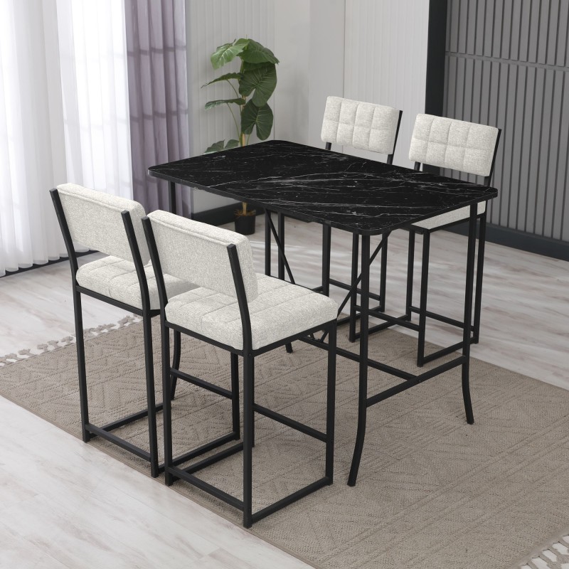 Bar Table & Stool Set (5 Pieces) Retro - Cream, Black Cream
Black