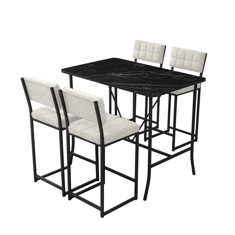 Bar Table & Stool Set (5 Pieces) Retro - Cream, Black Cream
Black
