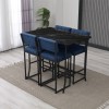 Bar Table & Stool Set (5 Pieces) Retro - Navy Blue, Black Navy Blue
Black
