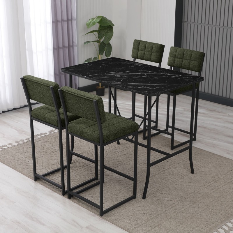 Bar Table & Stool Set (5 Pieces) Retro - Green, Black Green
Black