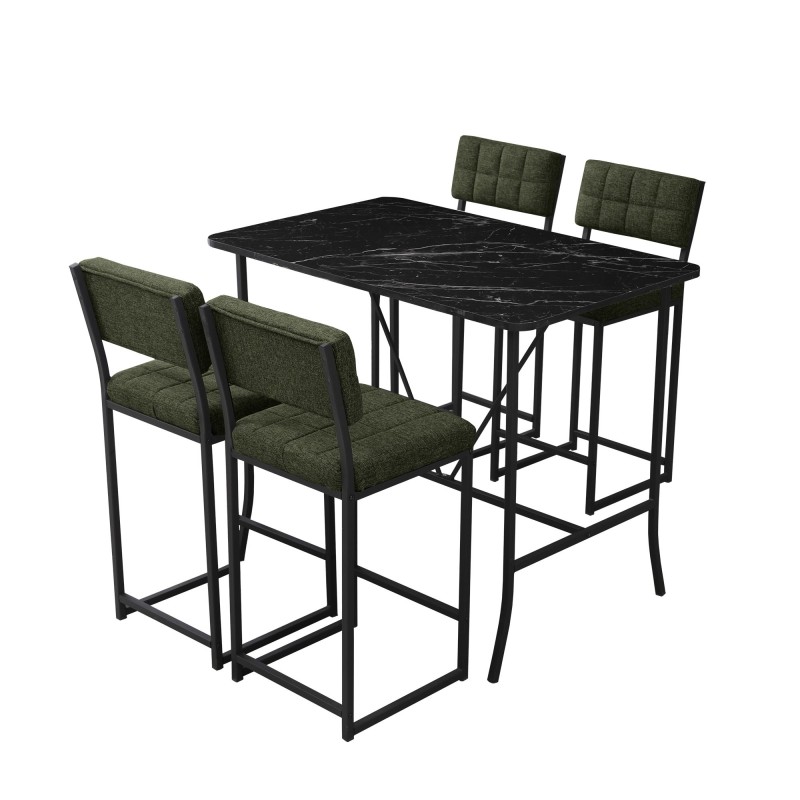 Bar Table & Stool Set (5 Pieces) Retro - Green, Black Green
Black