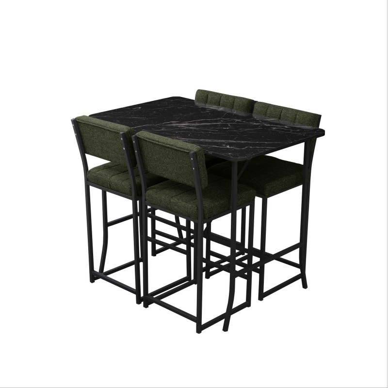 Bar Table & Stool Set (5 Pieces) Retro - Green, Black Green
Black