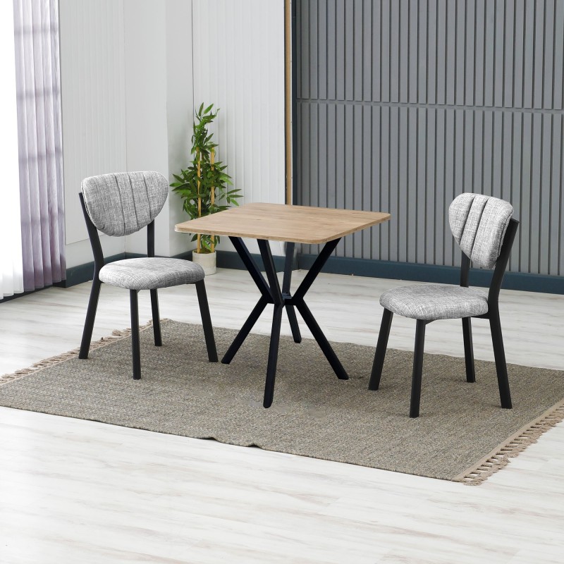 Extendable Dining Table & Chairs Set (3 Pieces) Elma - Grey, Walnut Grey
Walnut