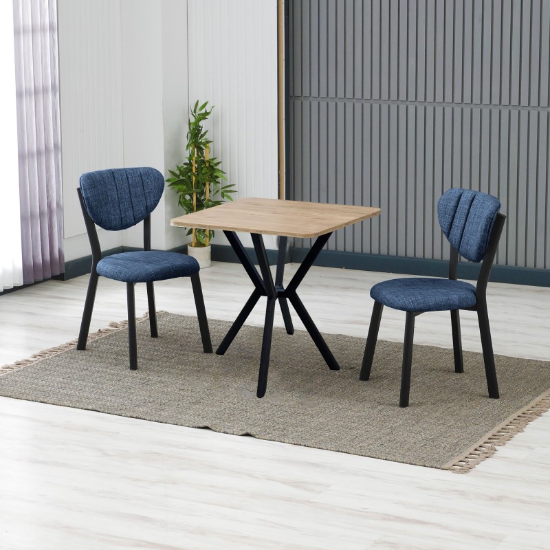 Extendable Dining Table & Chairs Set (3 Pieces) Elma - Navy Blue, Walnut Navy Blue
Walnut
