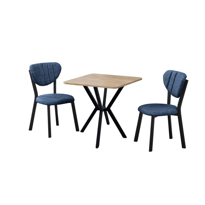 Extendable Dining Table & Chairs Set (3 Pieces) Elma - Navy Blue, Walnut Navy Blue
Walnut