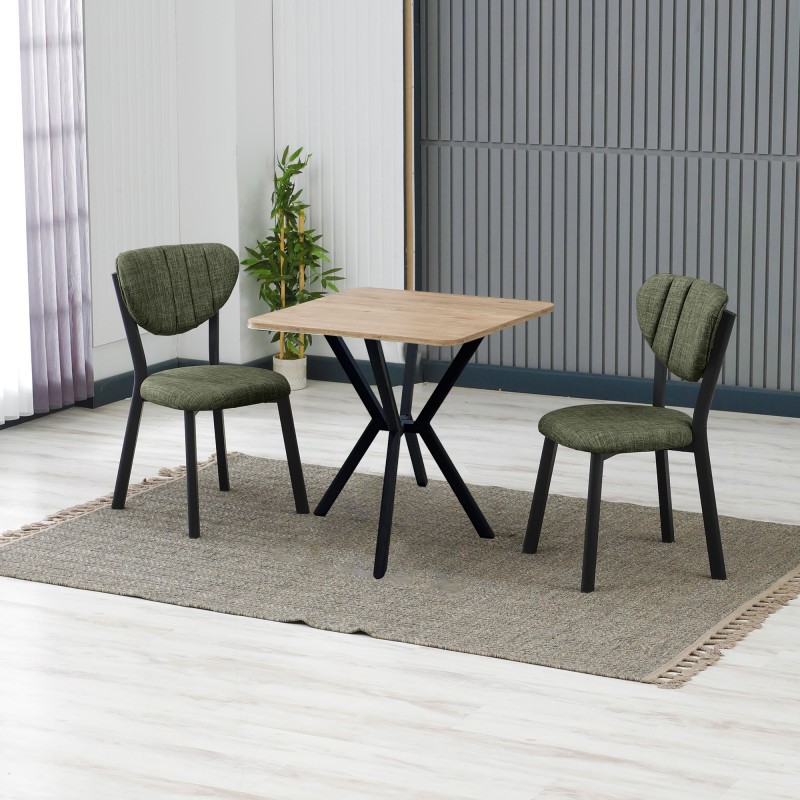 Extendable Dining Table & Chairs Set (3 Pieces) Elma - Green, Walnut Green
Walnut