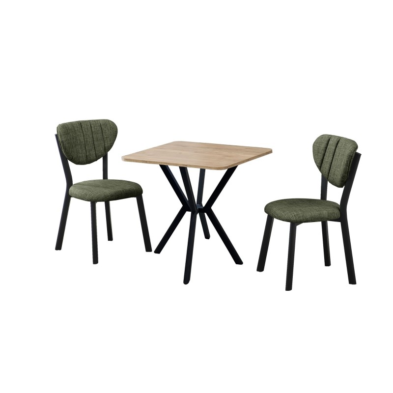 Extendable Dining Table & Chairs Set (3 Pieces) Elma - Green, Walnut Green
Walnut