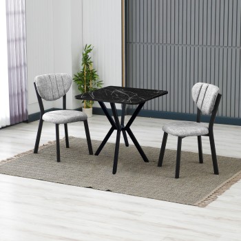 Extendable Dining Table & Chairs Set (3 Pieces) Elma - Grey, Black Grey
Black