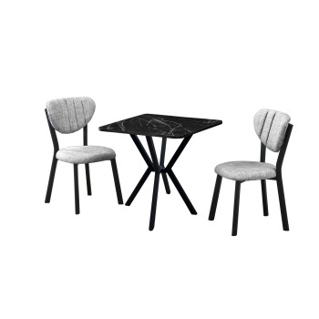 Extendable Dining Table & Chairs Set (3 Pieces) Elma - Grey, Black Grey
Black