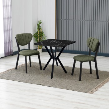 Extendable Dining Table & Chairs Set (3 Pieces) Elma - Green, Black Green
Black