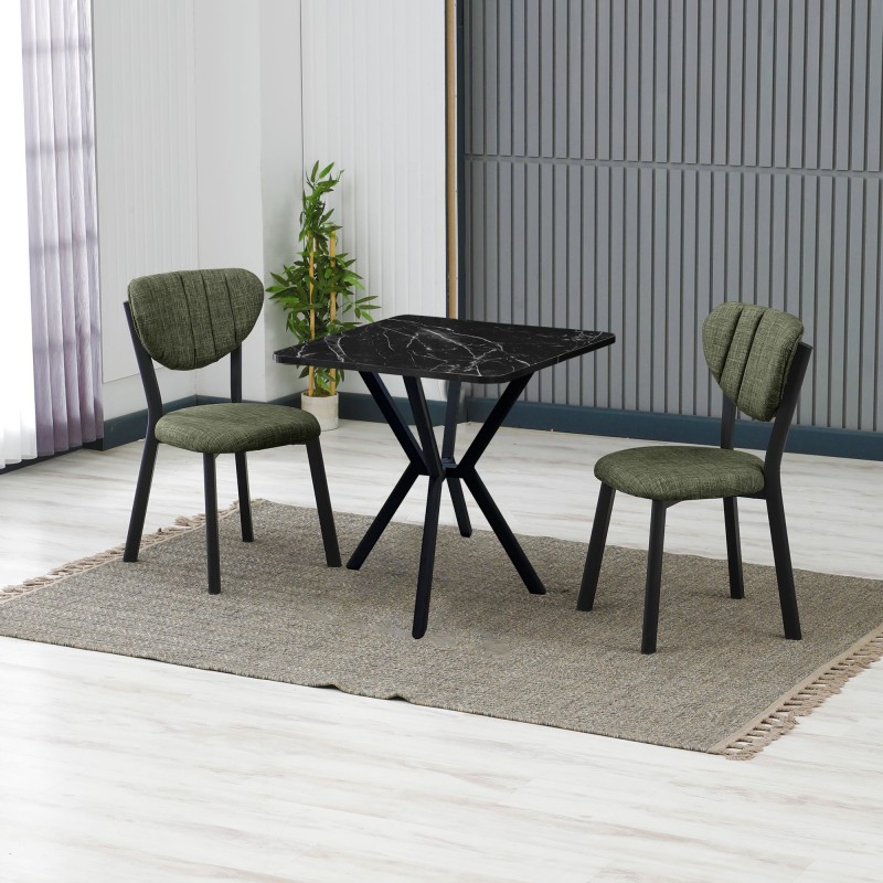 Extendable Dining Table & Chairs Set (3 Pieces) Elma - Green, Black Green
Black