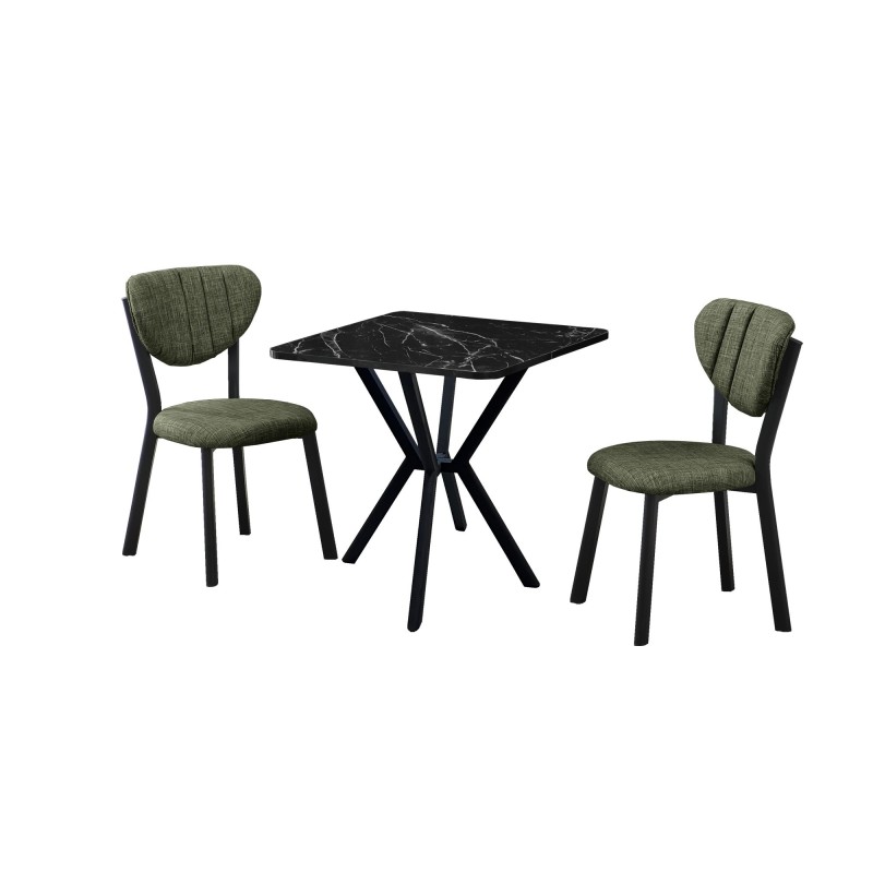Extendable Dining Table & Chairs Set (3 Pieces) Elma - Green, Black Green
Black