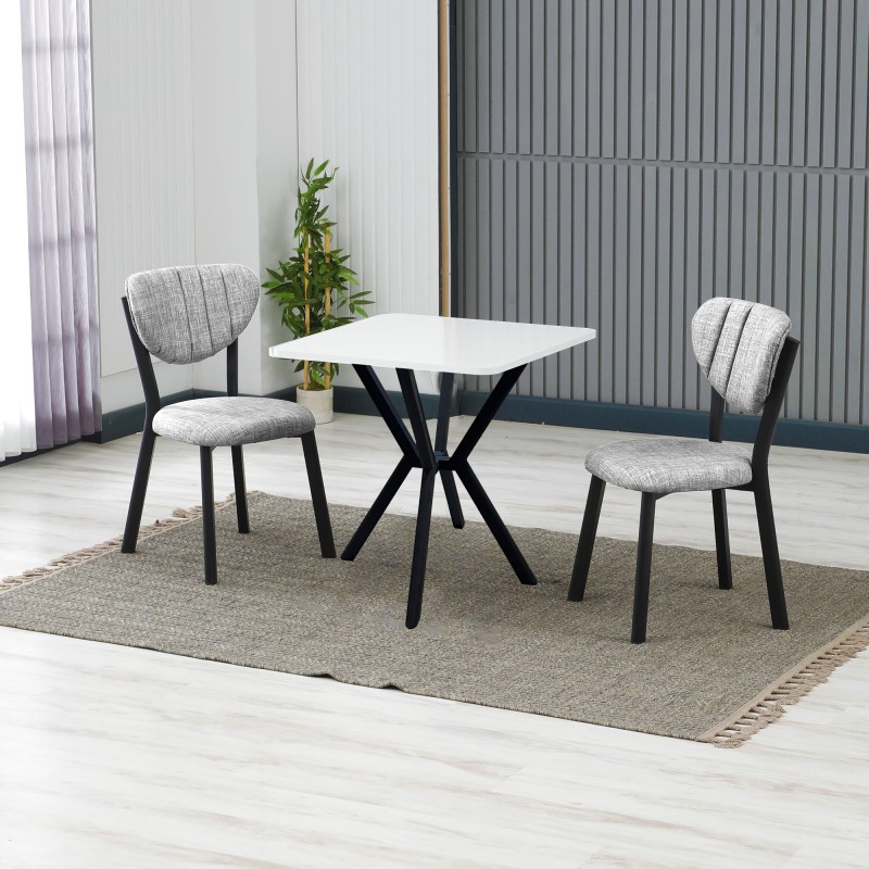 Extendable Dining Table & Chairs Set (3 Pieces) Elma - Grey, White Grey
White