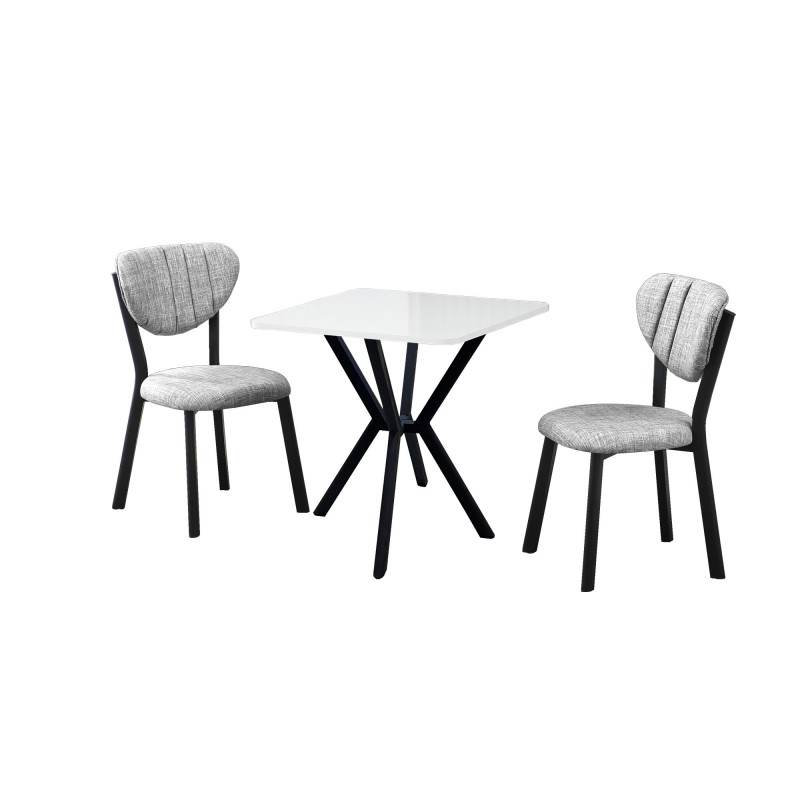 Extendable Dining Table & Chairs Set (3 Pieces) Elma - Grey, White Grey
White