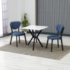 Extendable Dining Table & Chairs Set (3 Pieces) Elma - Navy Blue, White Navy Blue
White
