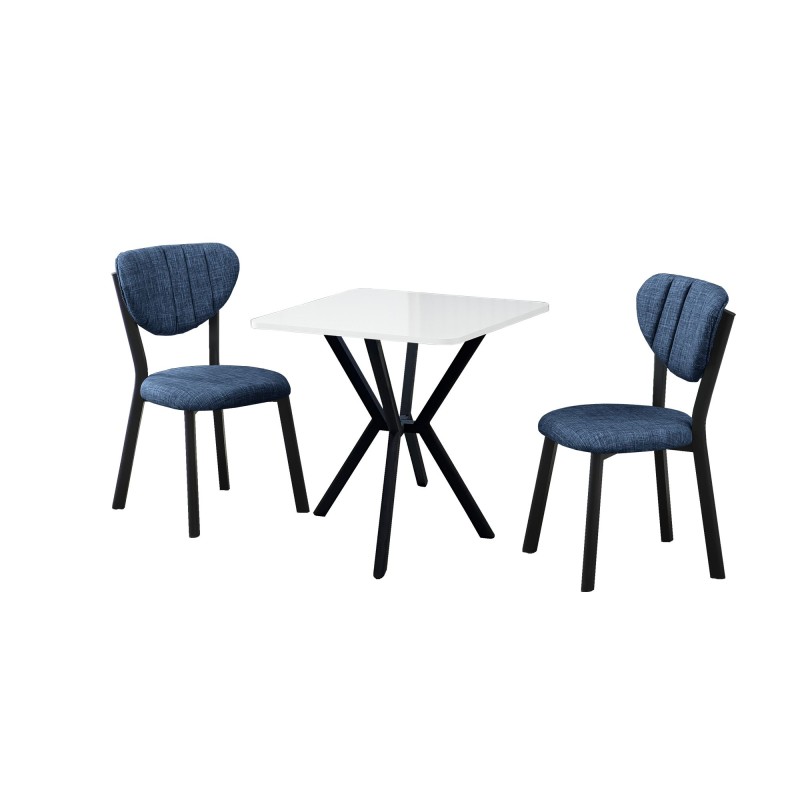 Extendable Dining Table & Chairs Set (3 Pieces) Elma - Navy Blue, White Navy Blue
White