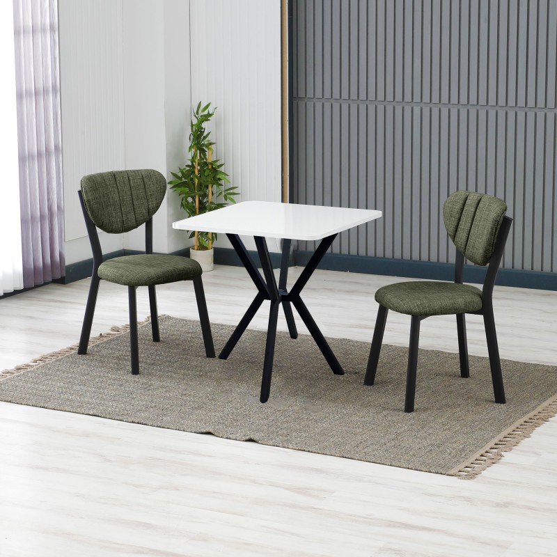Extendable Dining Table & Chairs Set (3 Pieces) Elma - Green, White Green
White