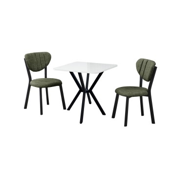 Extendable Dining Table & Chairs Set (3 Pieces) Elma - Green, White Green
White