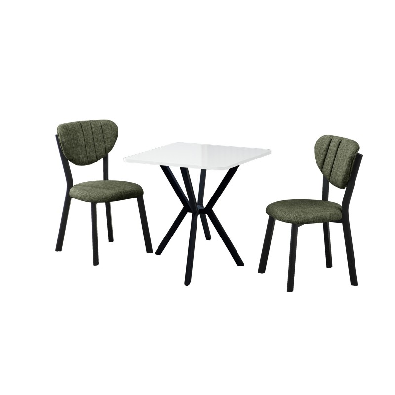 Extendable Dining Table & Chairs Set (3 Pieces) Elma - Green, White Green
White