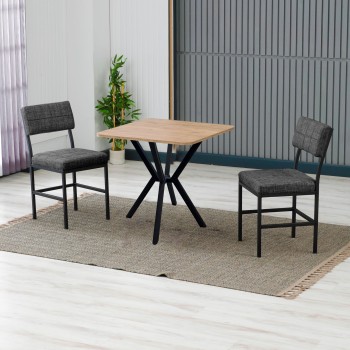 Extendable Dining Table & Chairs Set (3 Pieces) Dubai - Anthracite, Walnut Anthracite
Walnut