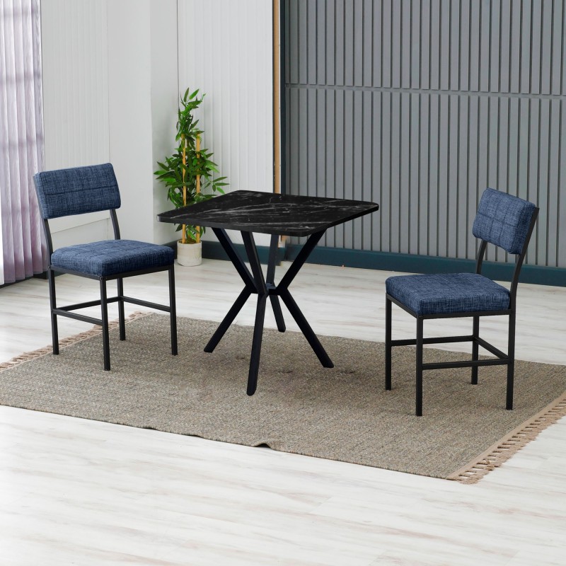 Extendable Dining Table & Chairs Set (3 Pieces) Dubai - Navy Blue, Black Navy Blue
Black