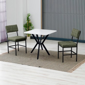 Extendable Dining Table & Chairs Set (3 Pieces) Dubai - Green, White Green
White
