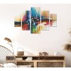 Wallxpert Decorative MDF Painting (5 Pieces) ST276 Multicolor