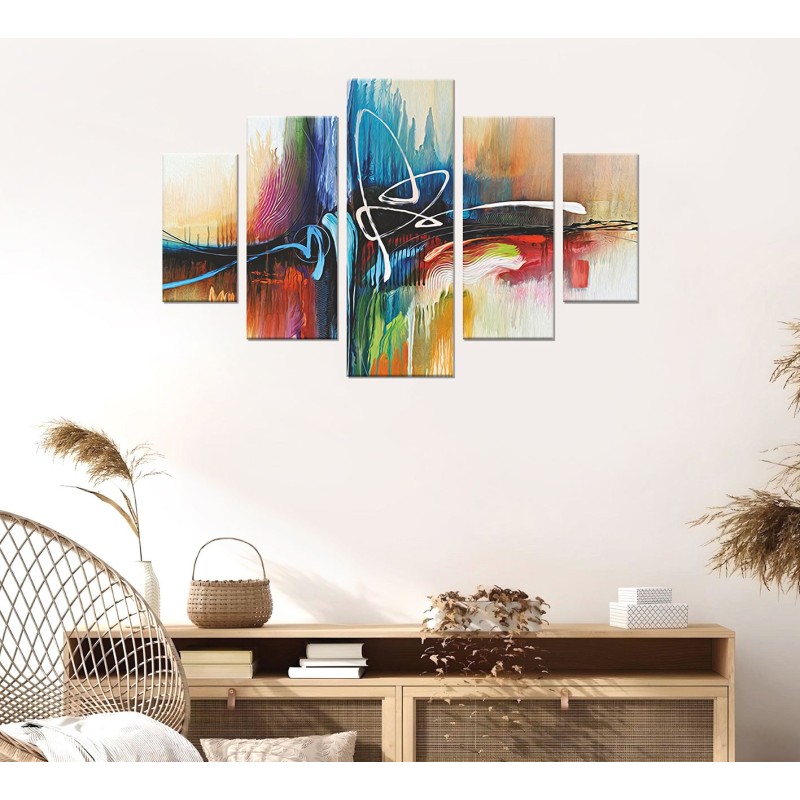 Wallxpert Decorative MDF Painting (5 Pieces) ST276 Multicolor