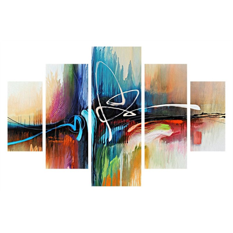 Wallxpert Decorative MDF Painting (5 Pieces) ST276 Multicolor