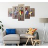 Wallxpert Decorative MDF Painting (5 Pieces) ST283 Multicolor