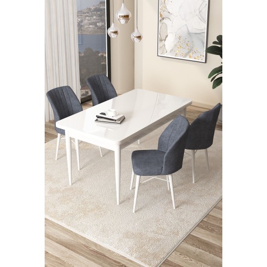Dining Table & Chairs Set (5 Pieces) Arp - White, Fume White
Fume