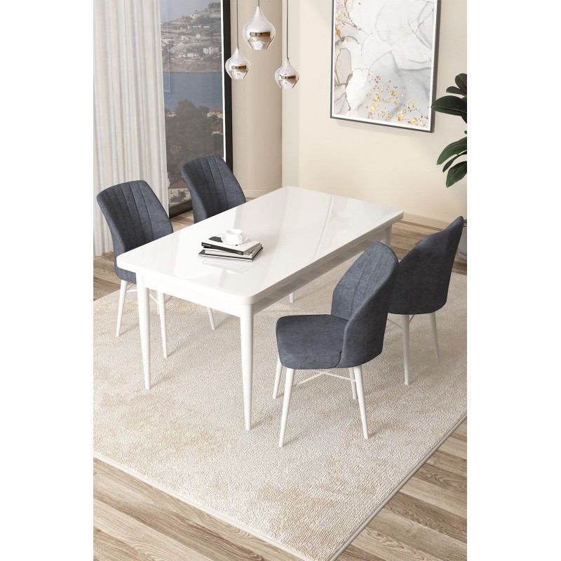 Dining Table & Chairs Set (5 Pieces) Arp - White, Fume White
Fume
