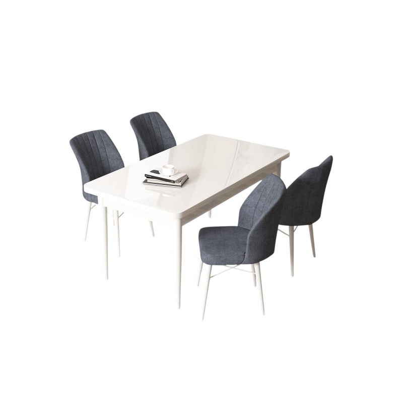 Dining Table & Chairs Set (5 Pieces) Arp - White, Fume White
Fume