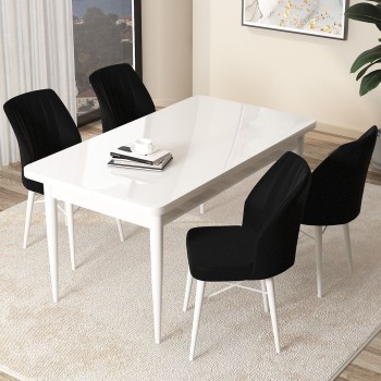 Dining Table & Chairs Set (5 Pieces) Arp - White, Black White
Black