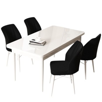 Dining Table & Chairs Set (5 Pieces) Arp - White, Black White
Black