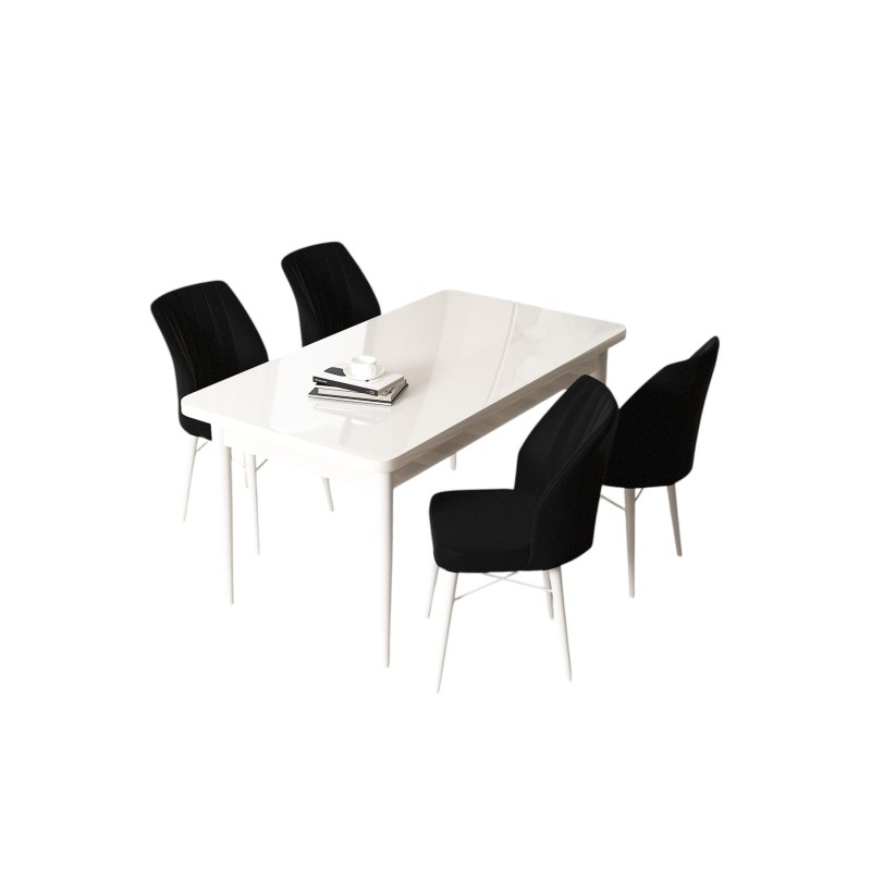 Dining Table & Chairs Set (5 Pieces) Arp - White, Black White
Black