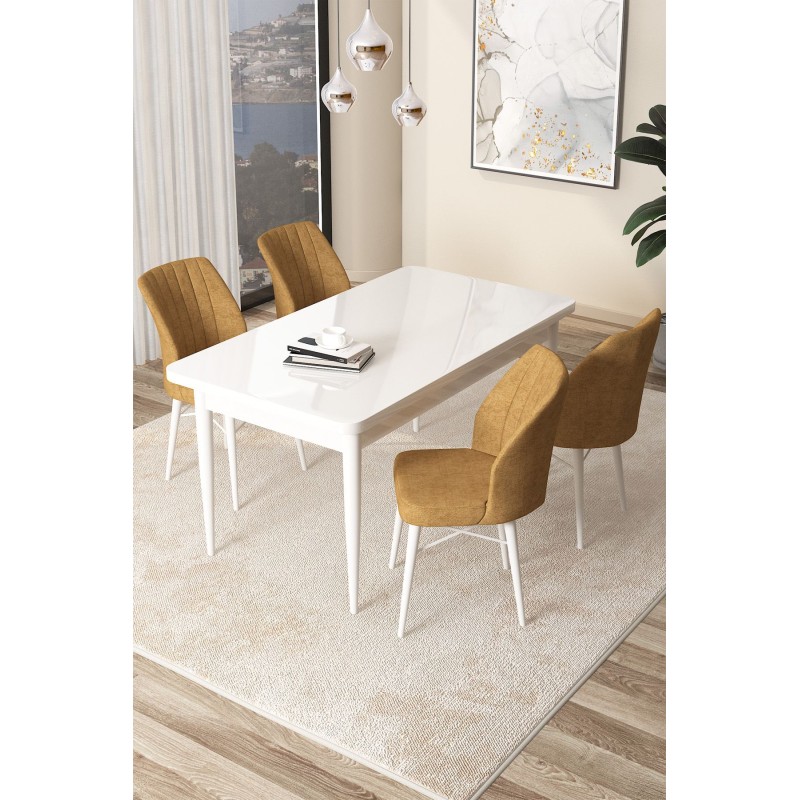 Dining Table & Chairs Set (5 Pieces) Arp - White, Cappuccino White
Cappuccino