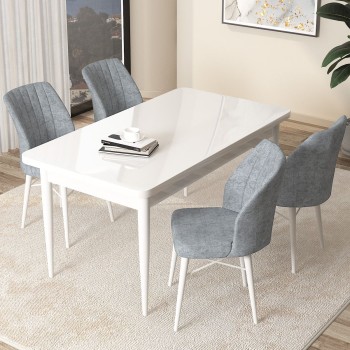 Dining Table & Chairs Set (5 Pieces) Arp - White, Grey White
Grey