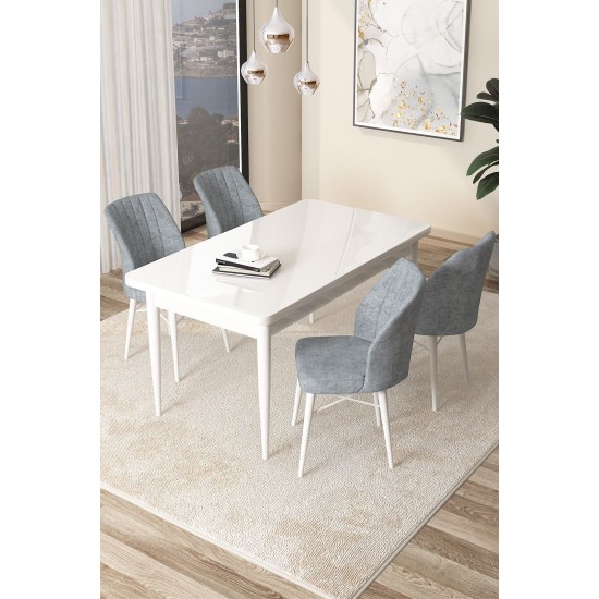 Dining Table & Chairs Set (5 Pieces) Arp - White, Grey White
Grey