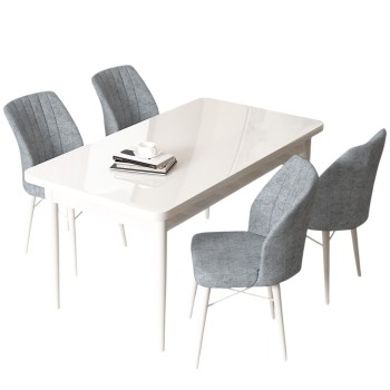 Dining Table & Chairs Set (5 Pieces) Arp - White, Grey White
Grey