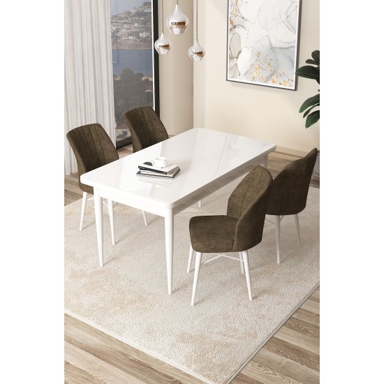 Dining Table & Chairs Set (5 Pieces) Arp - White, Brown White
Brown