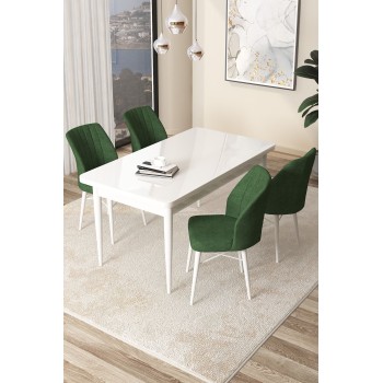 Dining Table & Chairs Set (5 Pieces) Arp - White, Khaki White
Khaki