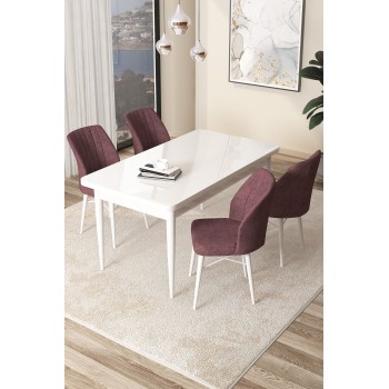 Dining Table & Chairs Set (5 Pieces) Arp - White, Dusty Rose White
Dusty Rose
