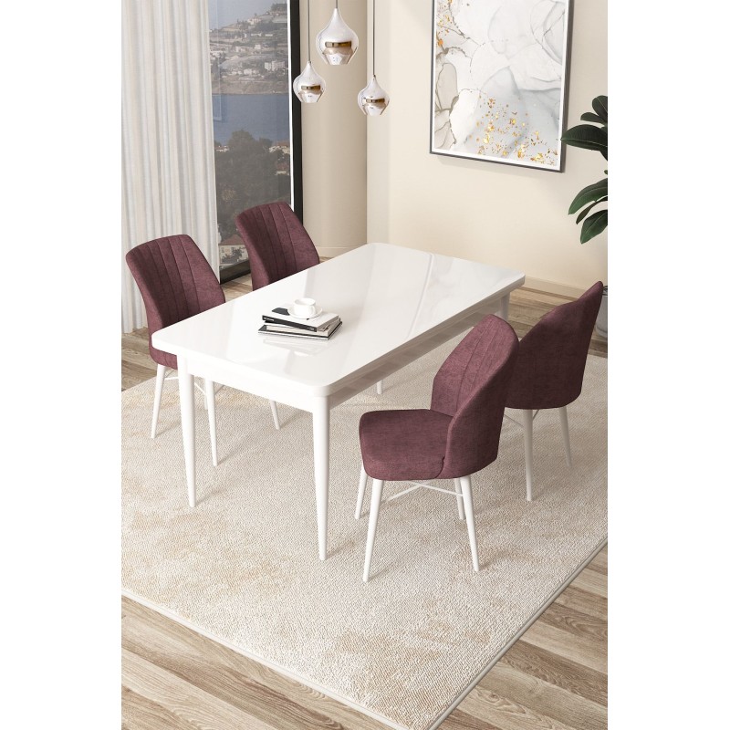 Dining Table & Chairs Set (5 Pieces) Arp - White, Dusty Rose White
Dusty Rose