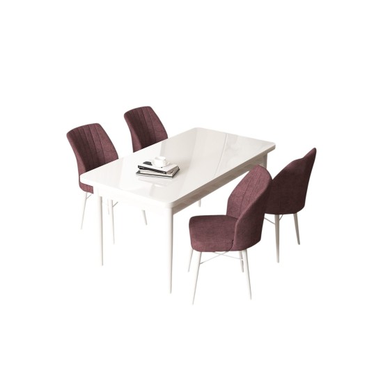 Dining Table & Chairs Set (5 Pieces) Arp - White, Dusty Rose White
Dusty Rose