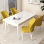 Dining Table & Chairs Set (5 Pieces) Arp - White, Mustard White
Mustard