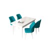 Dining Table & Chairs Set (5 Pieces) Arp - White, Turquoise White
Turquoise